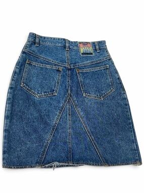 Vintage Lawman Acid Wash Denim Skirt 7/8 80s 90s Western High Waist